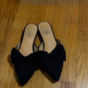 Black Bow Women's Mules